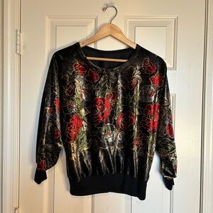 Floral Black and Red Women's Blouse